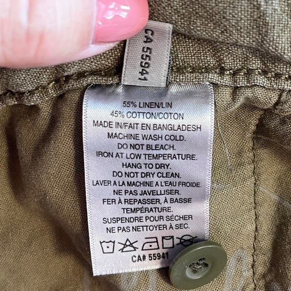 Harlow Sage Green Color Linen Cotton Blend Short Shorts - Size Medium - Picture 13 of 13